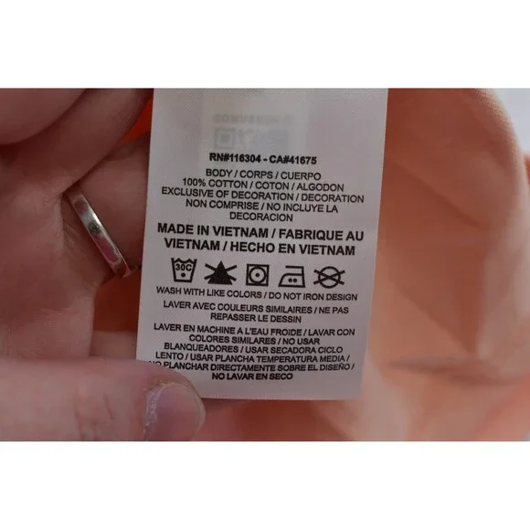 Converse Womens Peach Slim Fit Short Sleeve Shoe Let's Grow Graphic T-Shirt M - Picture 9 of 9